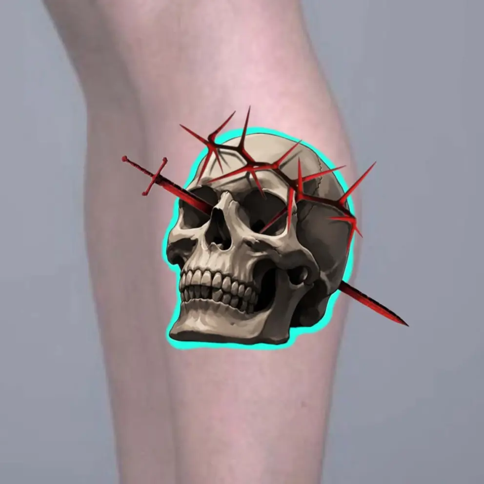 Skull with sword
