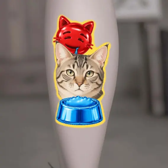 Cat with foodbowl
